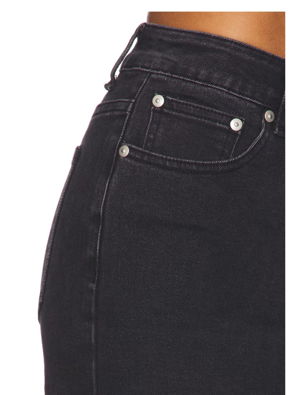 Black Denim Mini Skirt - Classic High-Rise Style - Picture 5 of 7